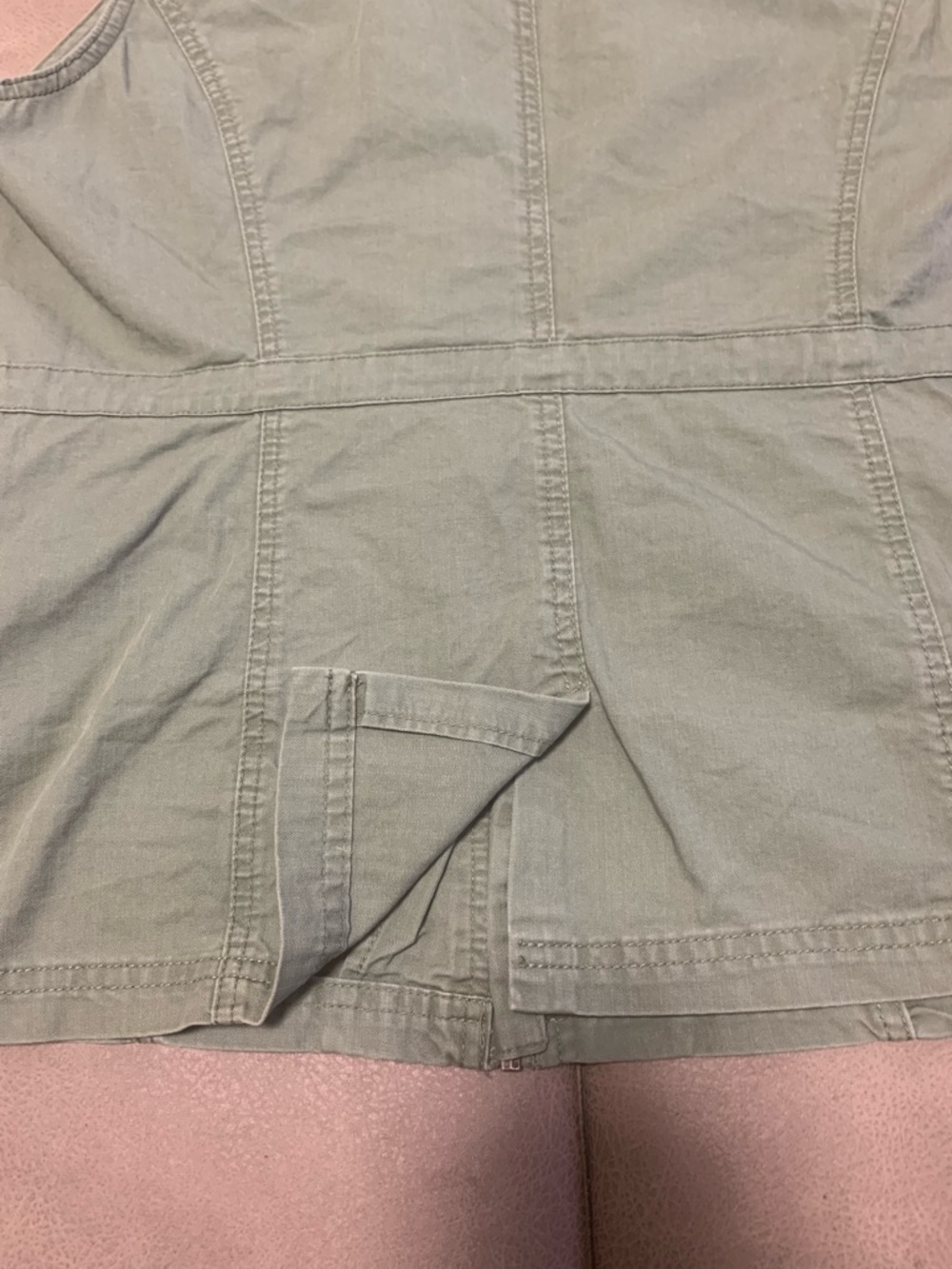 Merona Womens Washed Wear Olive Cotton Canvas Utility Zip Vest Jacket Size Large - Picture 7 of 8